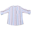 Coral Stripe Mandarin Collar Shirt-1