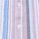 Coral Stripe Mandarin Collar Shirt-2