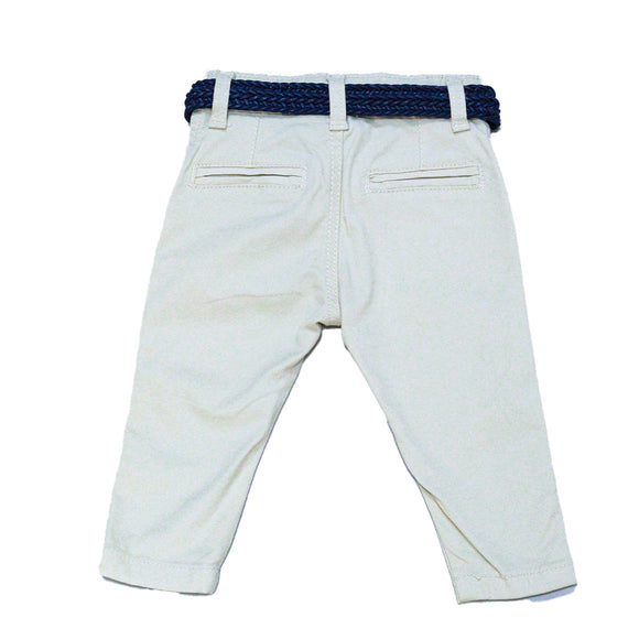 BEIGE DOBBY BELTED CHINO BEIGE 12 18 MONTHS