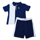 Junior Boys Cut And Sew Polo Top With Shorts Set Assorted-1