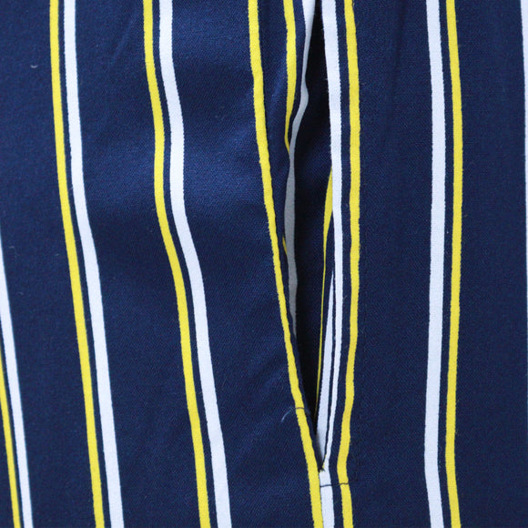 Navy Printed Stripes Pyjama Bottom Navy