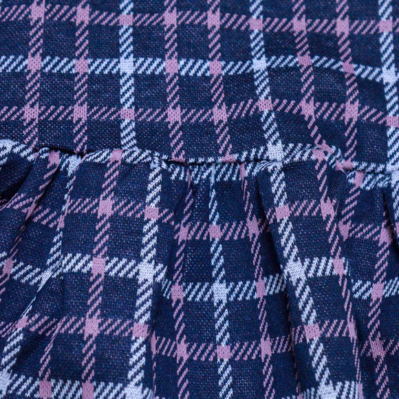 Navy Jacquard Collared Drop Hem Dress Assorted