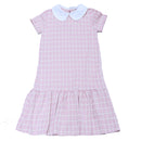 Pink Jacquard Collared Drop Hem Dress Assorted-1