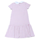 Pink Jacquard Collared Drop Hem Dress Assorted-3