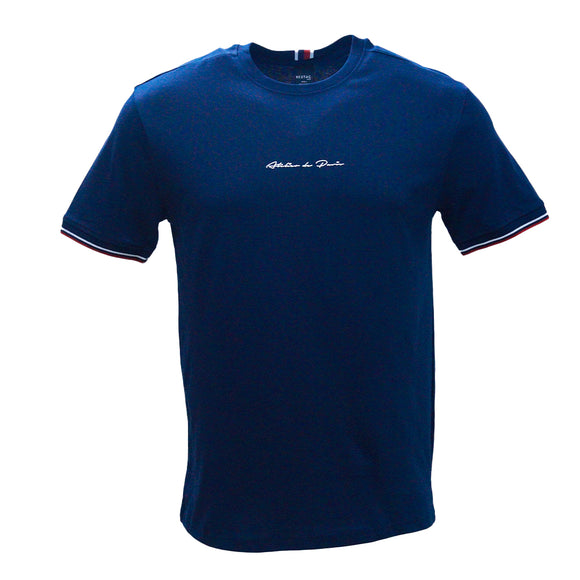 Navy Tipped T Shirt With Logo Navy