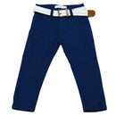 Navy Dobby Fabric Belted Trouser-1