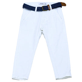White Dobby Fabric Belted Trouser