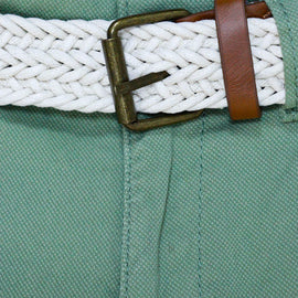 Olive Dobby Fabric Belted Trouser - 0