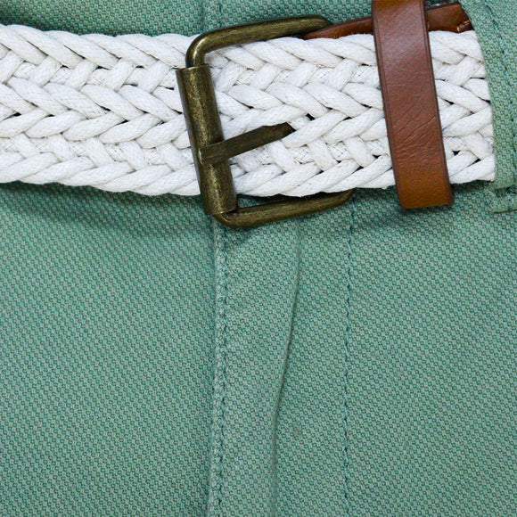 Olive Dobby Fabric Belted Trouser