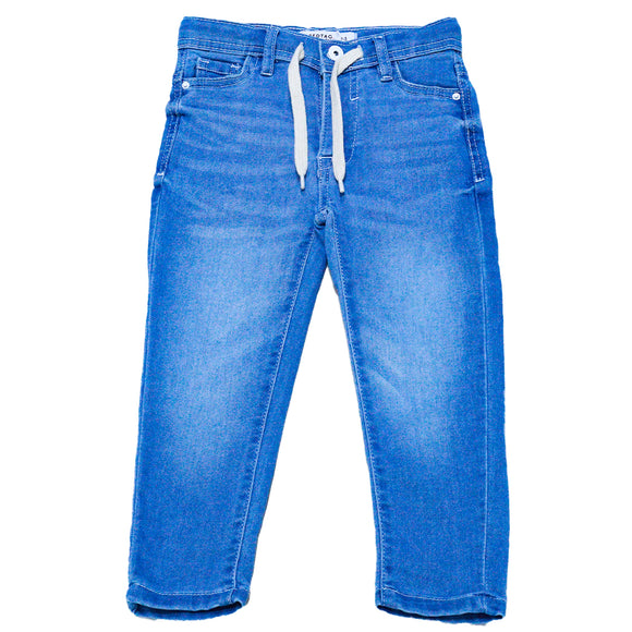 Light Wash Knitted 5 Pocket  With Draw Cord Jeans Light Wash 5 6 Years