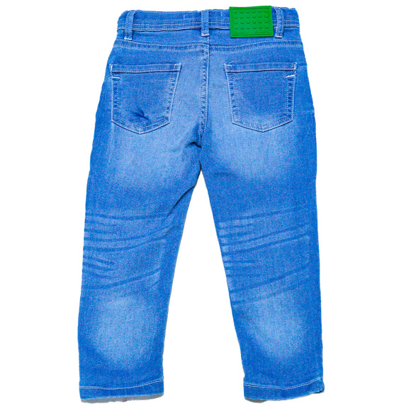 Light Wash Knitted 5 Pocket  With Draw Cord Jeans Light Wash 5 6 Years