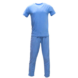 Blue T Shirt And Stripes Pyjama Set Sky Blue Xx