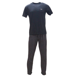 Black T Shirt And Stripes Pyjama Set Black X