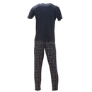 Black T Shirt And Stripes Pyjama Set Black X-3