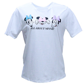White Minnie Printed T Shirt