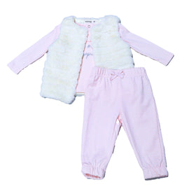 Pale Pink T Shirt With Gillet And Leggings