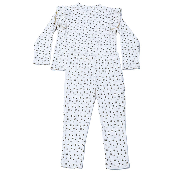 Cream Allover Print Casual Sets