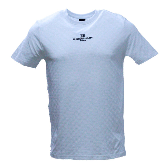 White Jacquard T Shirt With Motive Print White
