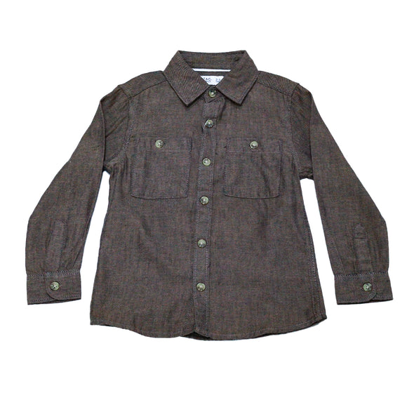 Solid Beige Double Pocket Flannel Check Shirt