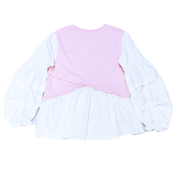 PINK WHITE BALOON SLEEVE TOP ASSORTED 8 9 YEARS