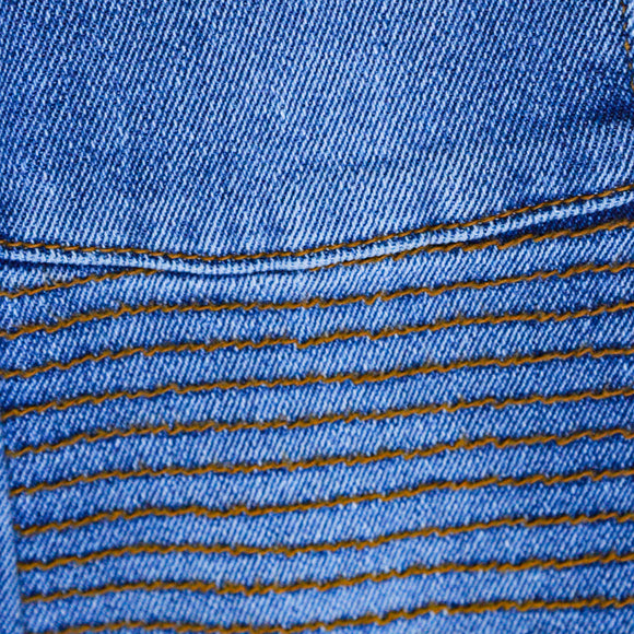 Mid Wash Slim Fit Biker Jeans Blue 6 7 Years