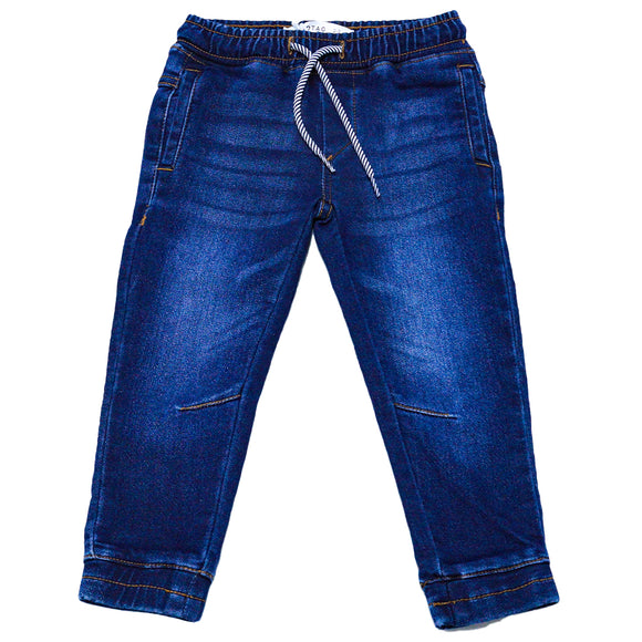 Dark Wash Knit Denim Jogger