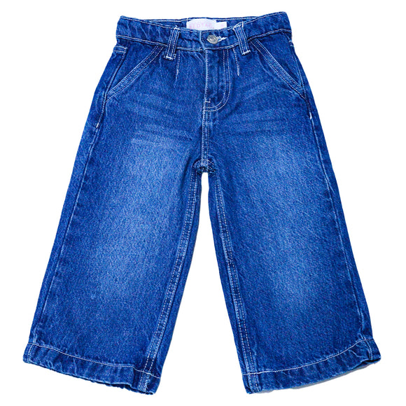 Mid Wash Blue Wide Leg Denim Jeans