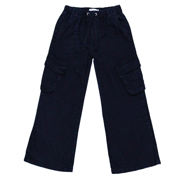 BLACK WIDELEG CARGO POCKET JEANS BLACK 11 12 YEARS
