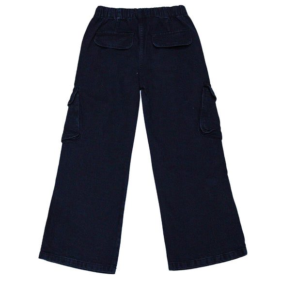 BLACK WIDELEG CARGO POCKET JEANS BLACK 11 12 YEARS