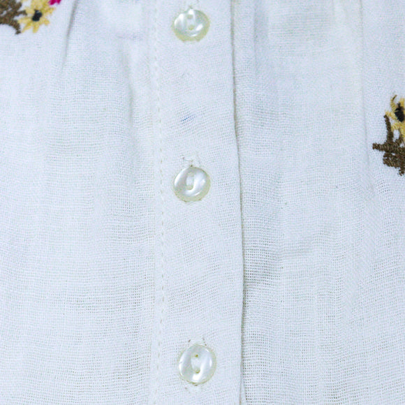 Ivory Collared Front All Over Embroidery Blouse