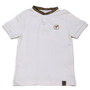 Beige Suede Mandarin Collar Short Sleeve Polo-1
