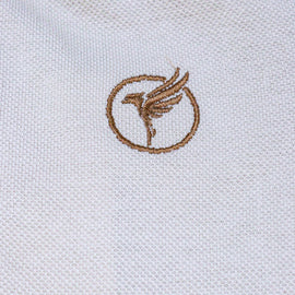 Beige Suede Mandarin Collar Short Sleeve Polo - 0