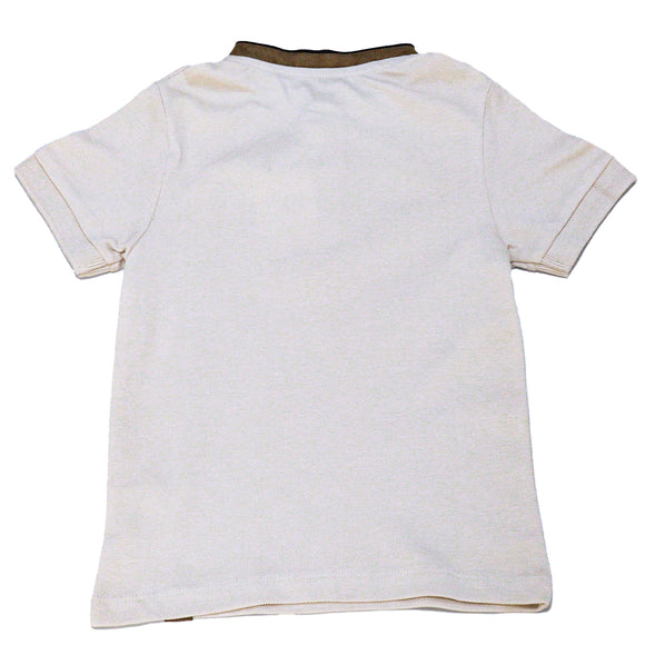 Beige Suede Mandarin Collar Short Sleeve Polo