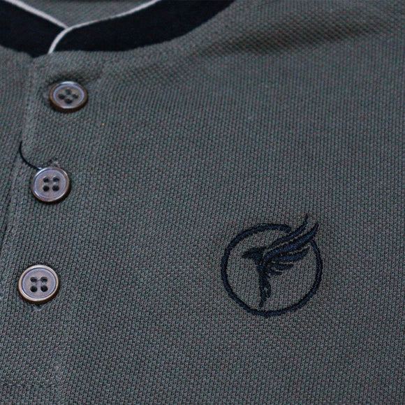 Brown Suede Mandarin Collar Short Sleeve Polo