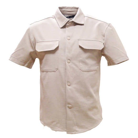 Beige Boxy Fit Overshirt Beige