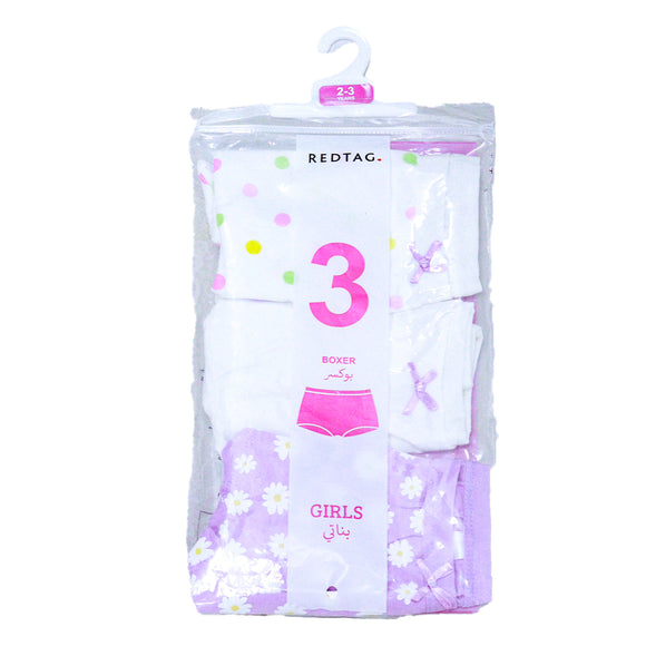 3Pc Pk  Junior Girls Assorted Printed Boxer Pack
