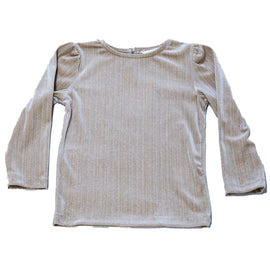 Beige Velour Puff Full Sleeve  Blouse