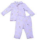 Lilac Ballerina All Over Print Button Front Pyjama Set Lilac-1