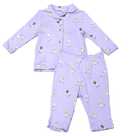 Lilac Ballerina All Over Print Button Front Pyjama Set Lilac