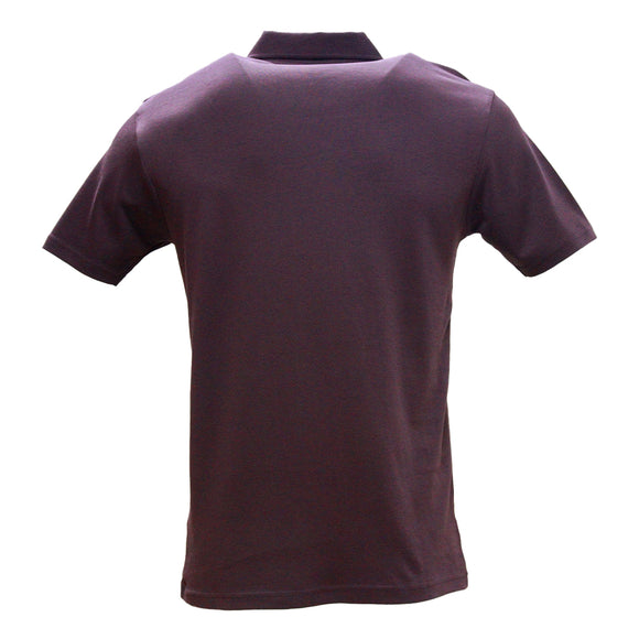 Wine Zip Placket Polo Shirt With Chest Logo Burgundy
