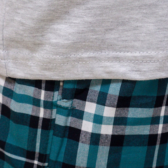 White T Shirt And Dark Grey Stripes Pyjama Set White