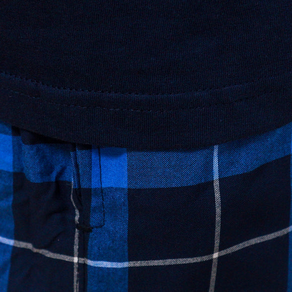 Navy T Shirt And Check Pyjama Set Navy