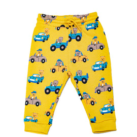 MUSTARD CAR PRINTED ACTIVE PANTS MUSTARD 12 18 MONTHS