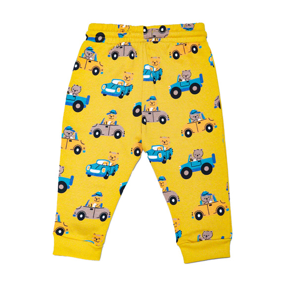 MUSTARD CAR PRINTED ACTIVE PANTS MUSTARD 12 18 MONTHS