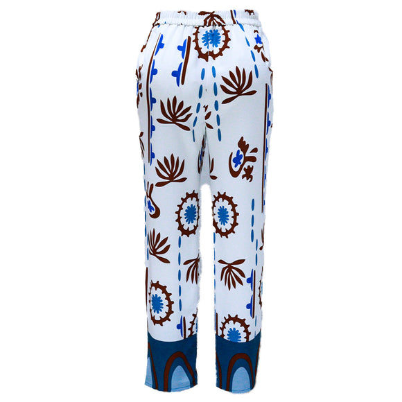PRINTED WIDE LEG POCKET TROUSERS