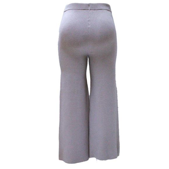 BROWN WIDE LEG KNIT TROUSER