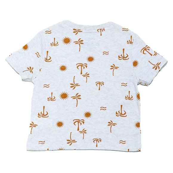 ECRU MELANGE PALM SHORT SLEEVE TSHIRT ECRU 12 18 MONTHS