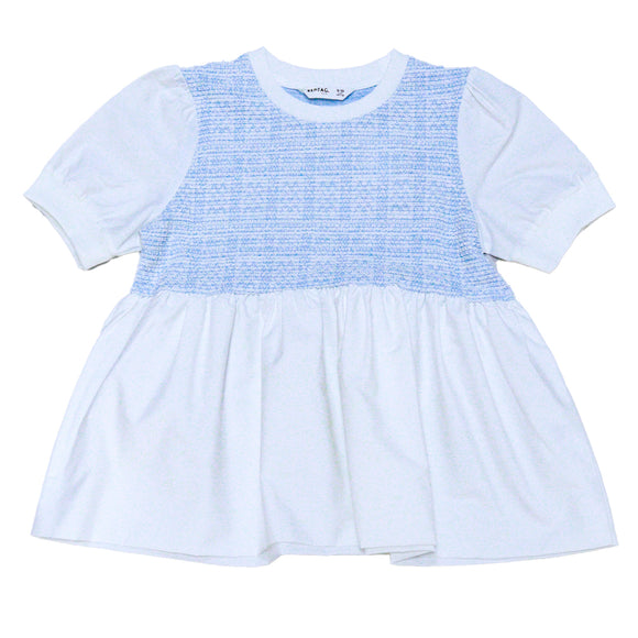 BLUE TWEED TWOFER TOP PALE BLUE 8 9 YEARS