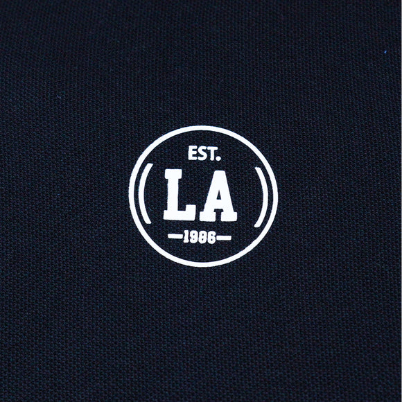 Black Chambray Mandarin Collar Polo