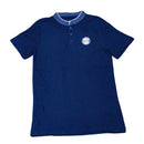 Navy Chambray Mandarin Collar Polo Navy-1